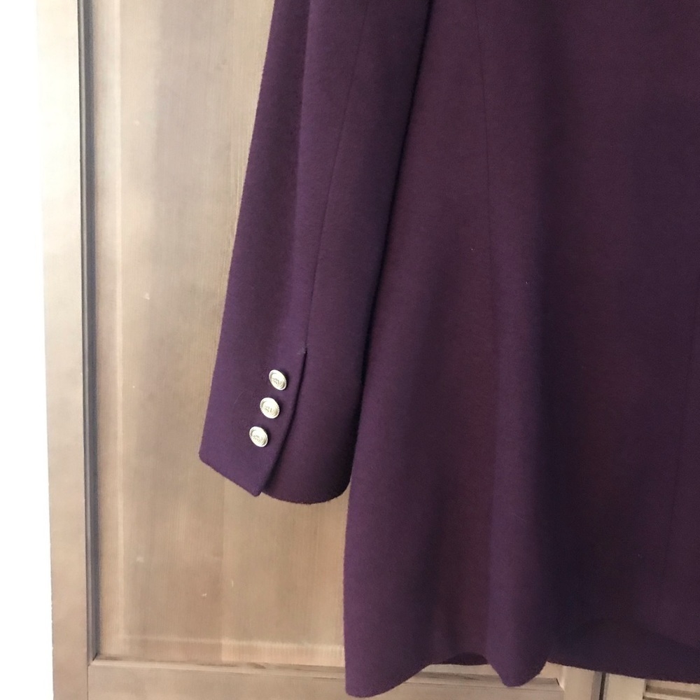 Vintage Liz Claiborne Dark Purple Wool 90’s Dress Jacket with Gold Buttons Sz 12 - Picture 2 of 10